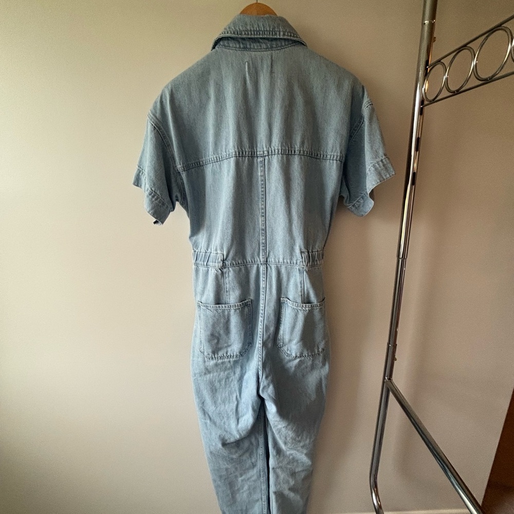 We The Free Light Wash Denim Short-Sleeve Jumpsuit - Picture 3 of 4